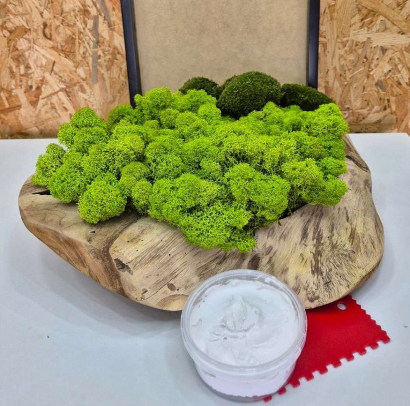 DIY-Set für Moosbild – 30×40 cm - Rahmenfarbe: Fichte, Farbe des Kugelmooses: Naturgrün