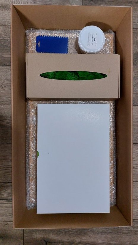 Geschenkset zur Herstellung von Moosbild - Flach- + Kugelmoos - 80x40cm - Rahmenfarbe: Ebenholz (Schwarz)