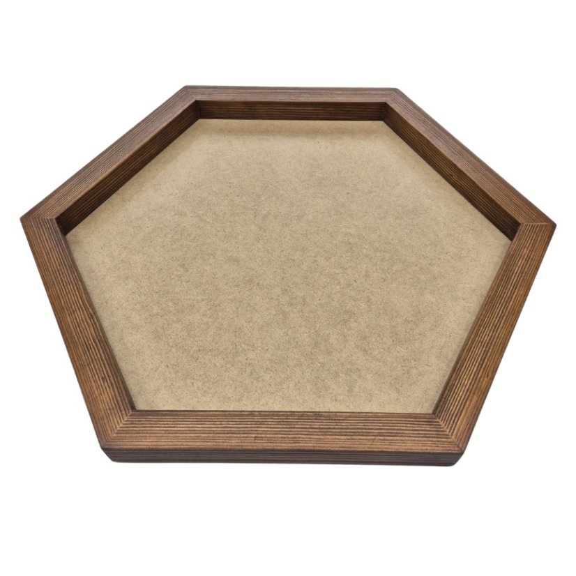 Bilderrahmen aus Moos - Hexagon - Nussbaum