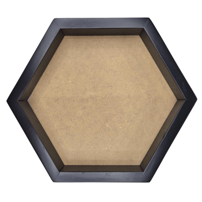 Bilderrahmen aus Moos - Hexagon - Ebenholz (Schwarz) - Höhe 4 cm