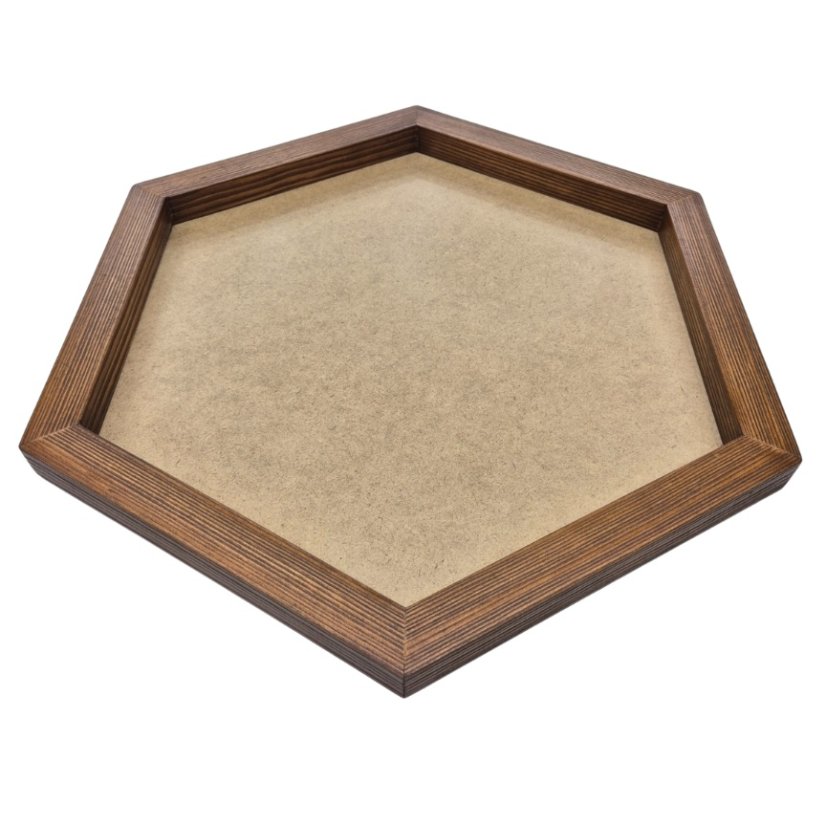 Bilderrahmen aus Moos - Hexagon - Nussbaum