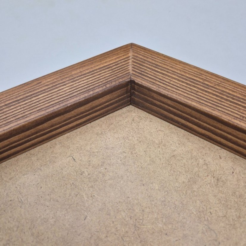 Bilderrahmen aus Moos - Hexagon - Nussbaum - Größe: 47 x 54 cm