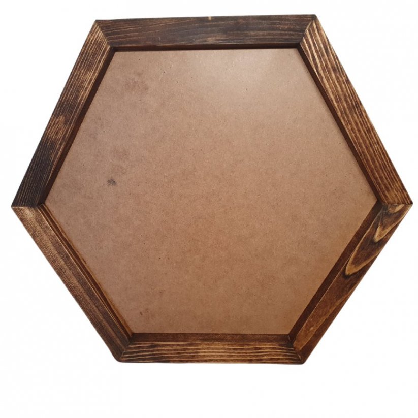 Bilderrahmen aus Moos - Hexagon - Nussbaum - Größe: 47 x 54 cm