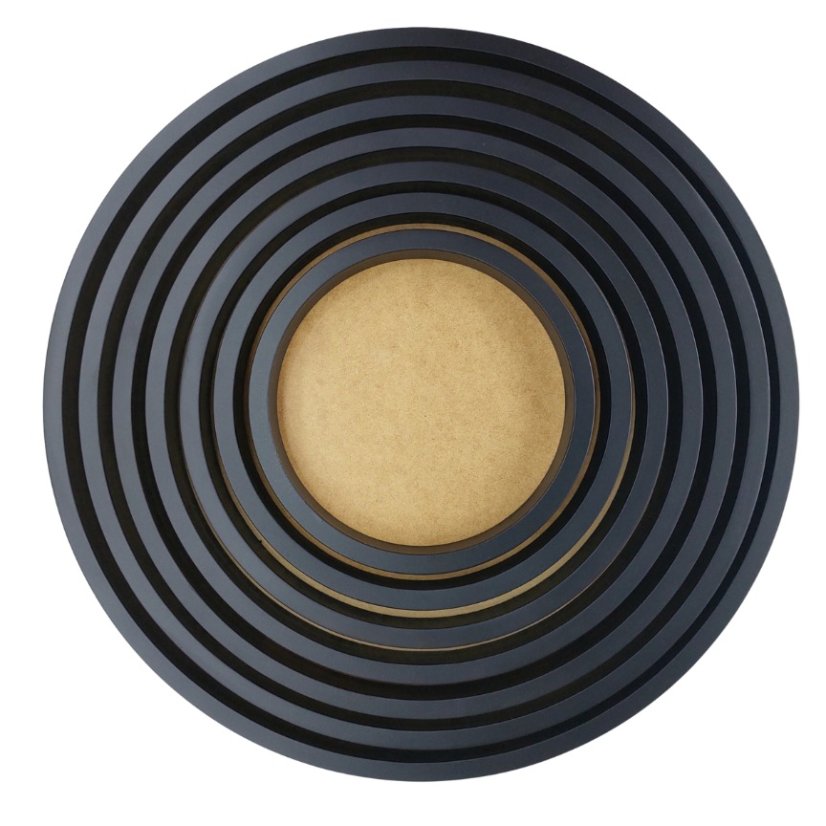 Kruhový rám pro mechový obraz - Různé velikosti - Černý - Průměr: 25cm