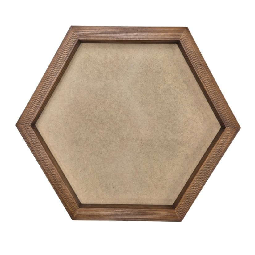 Bilderrahmen aus Moos - Hexagon - Nussbaum