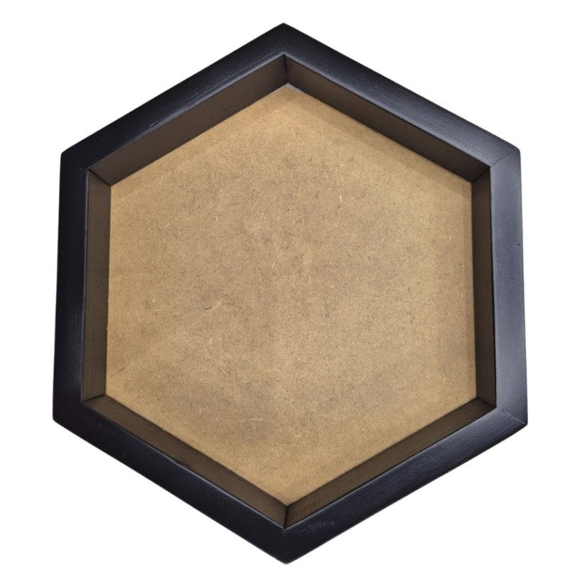 Bilderrahmen aus Moos - Hexagon - Ebenholz (Schwarz) - Höhe 4 cm
